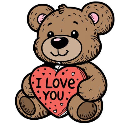 teddy bear holding an i love you heart