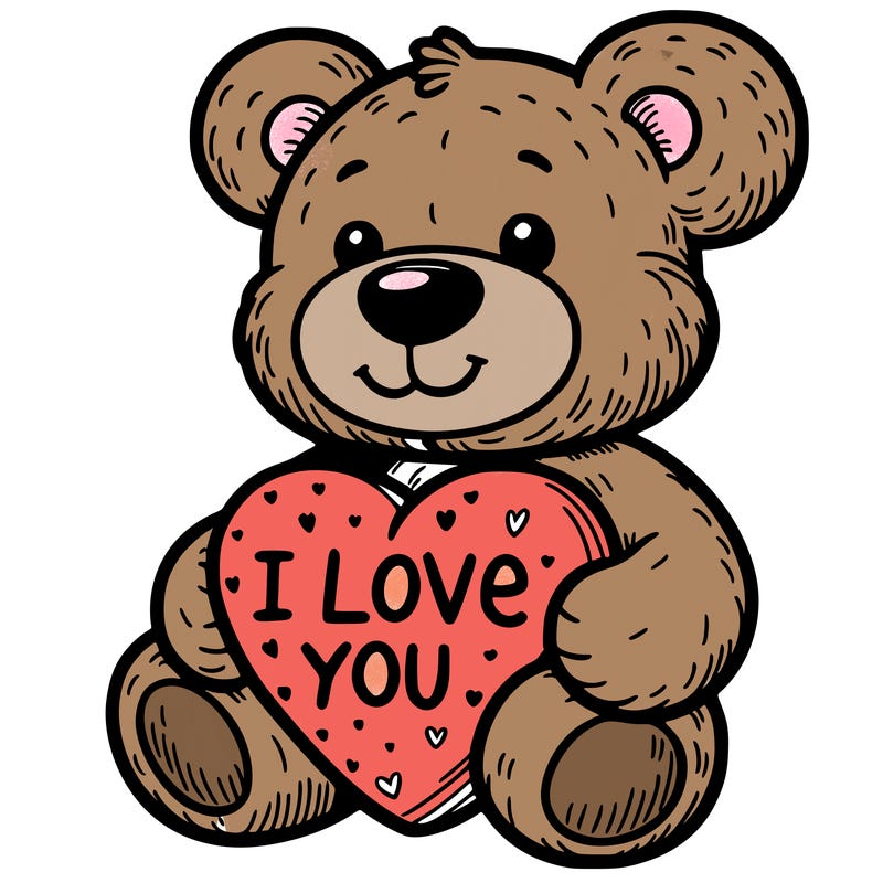 teddy bear holding an i love you heart