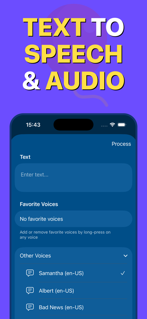 Voice Changer — Sound Effects - Interfaz de la función de texto a voz en la aplicación Cambiador de Voz que muestra opciones de selección de voz
