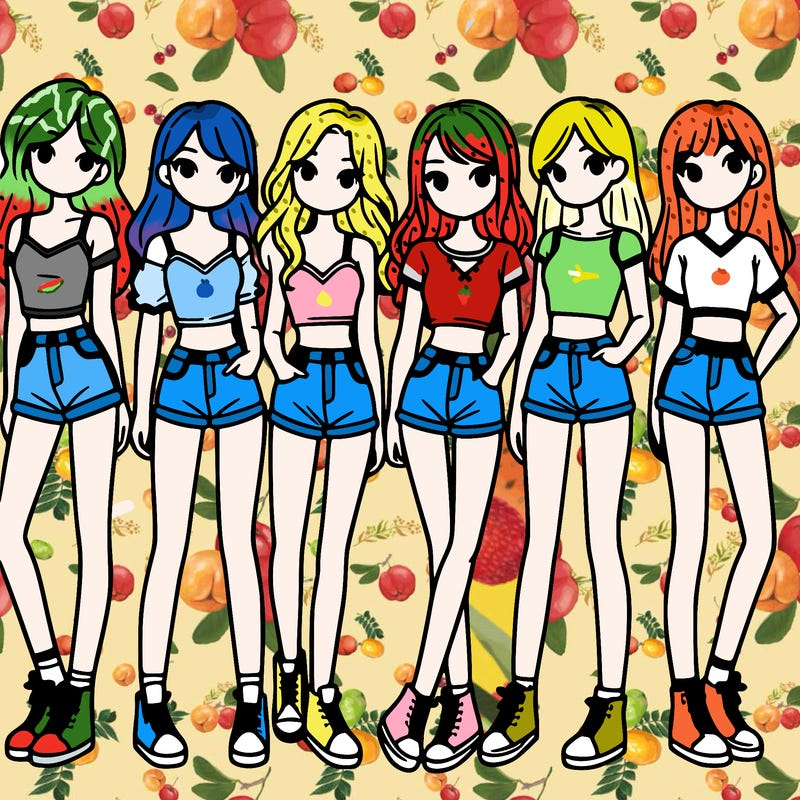 a group of girls wearing crop tops and shorts