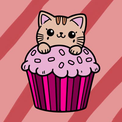 cat in a cupcake