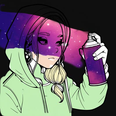 a realistic girl, spray painting