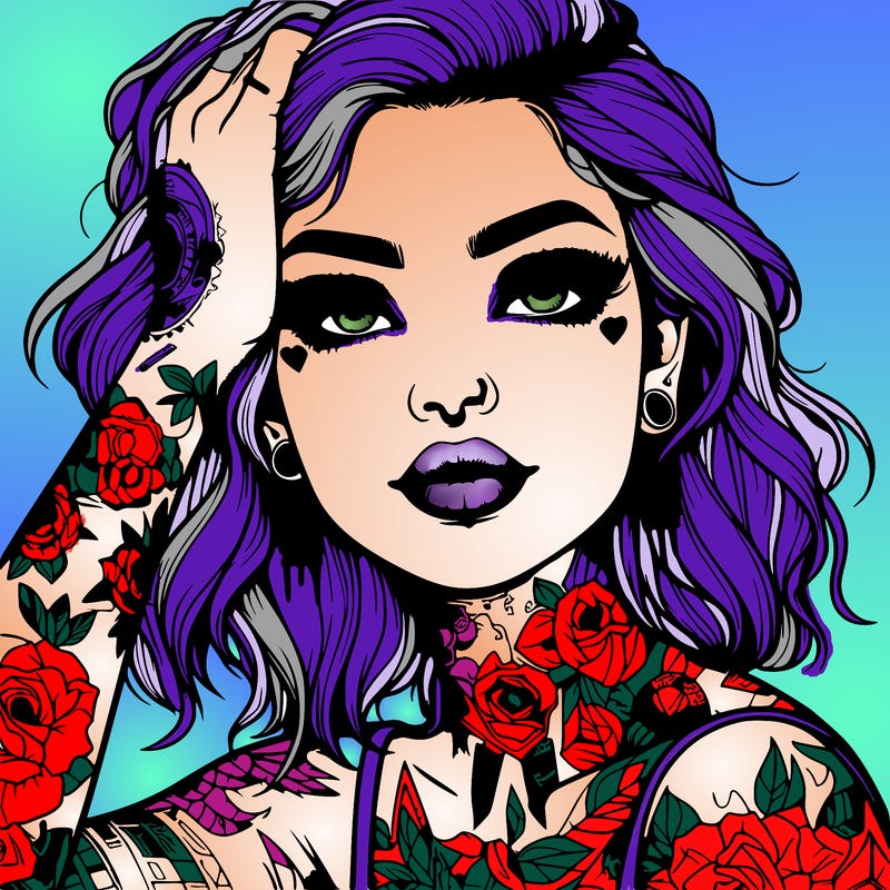 realistic girl with tattoos all over