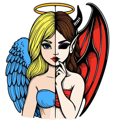 realistic angel half demon