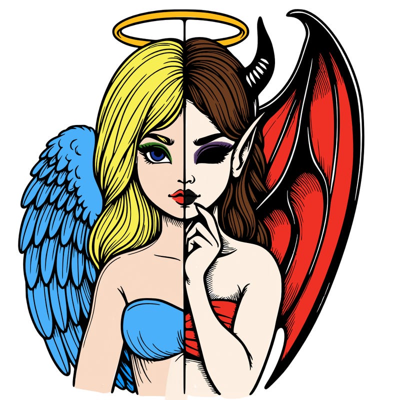 realistic angel half demon