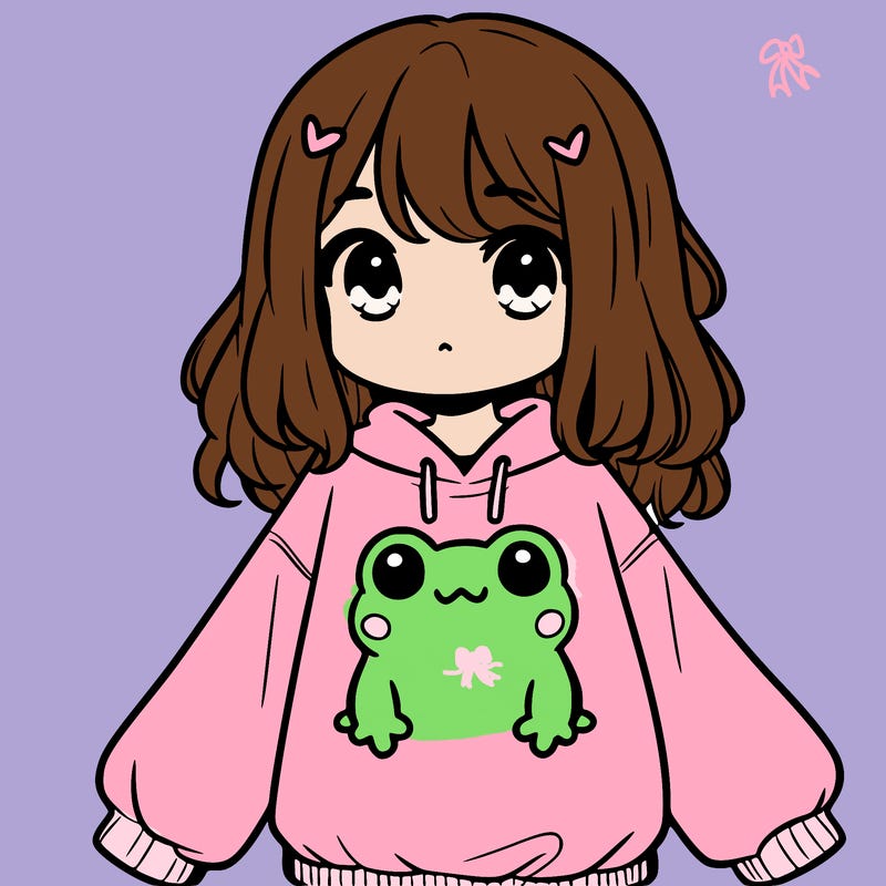 girl wearing frogging sweatshirt