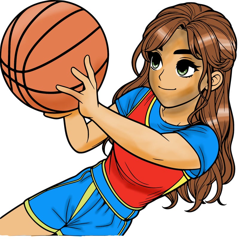 realistic girl playing basketball