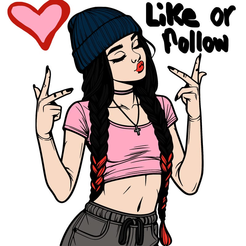 realistic teenage girl with braids and a beanie and crop top doing 🫶🏼
