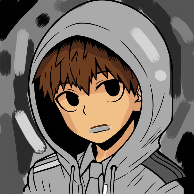 manga character with a hoodie