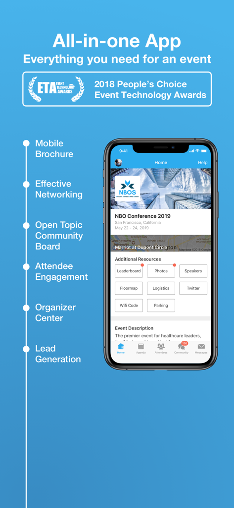 Whova - Event & Conference App - Whova all-in-one event app interface displaying networking tools, community board features and event logistics