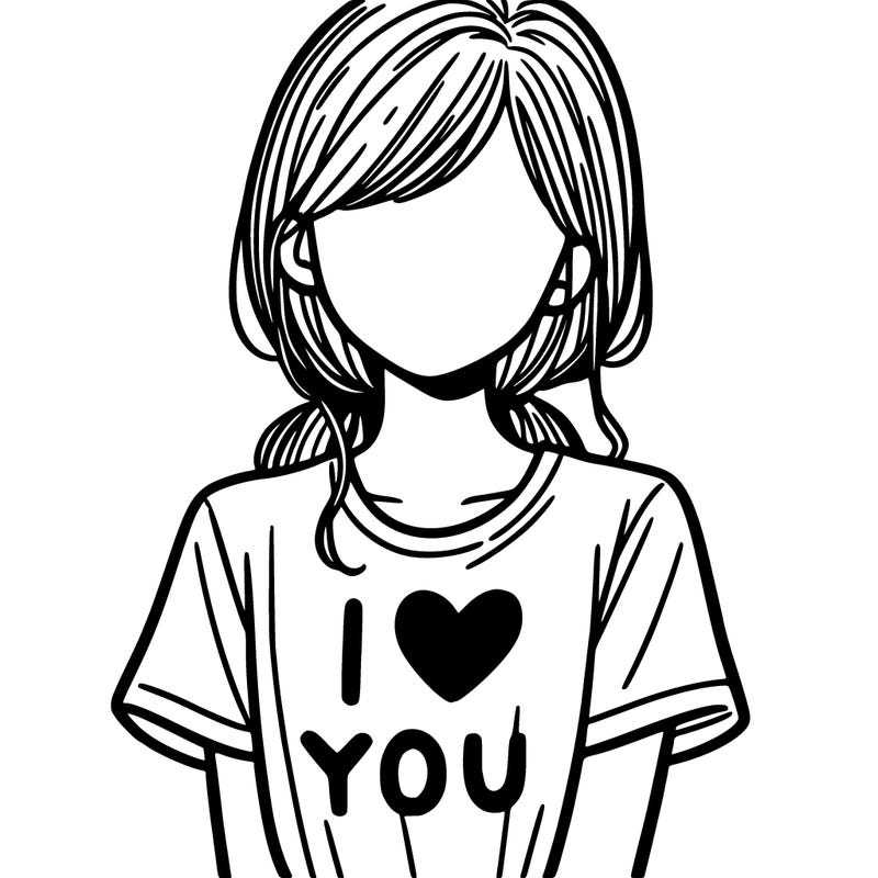 a girl wearing a i love you shirt