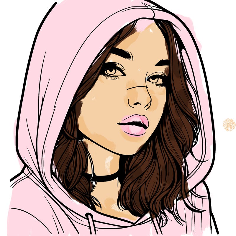 realistic girl with hood on