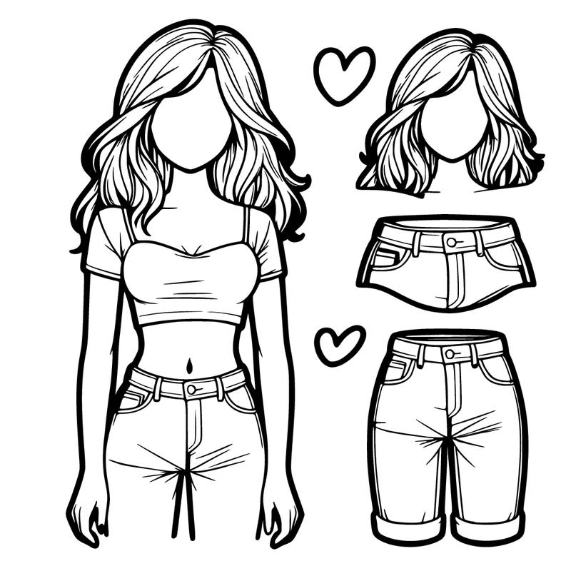 realistic girl faceless pants crop top