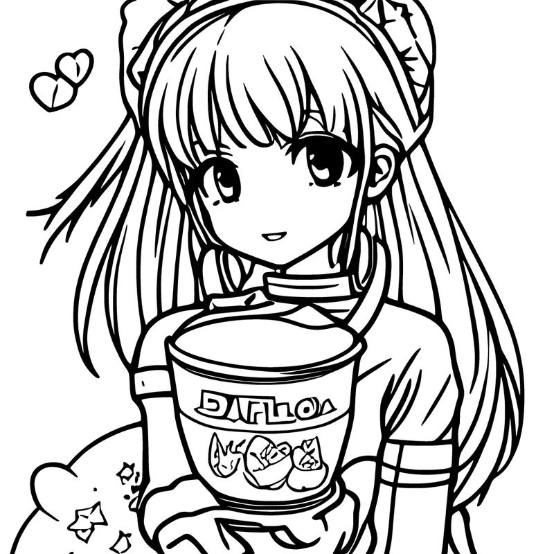 anime girl with boba