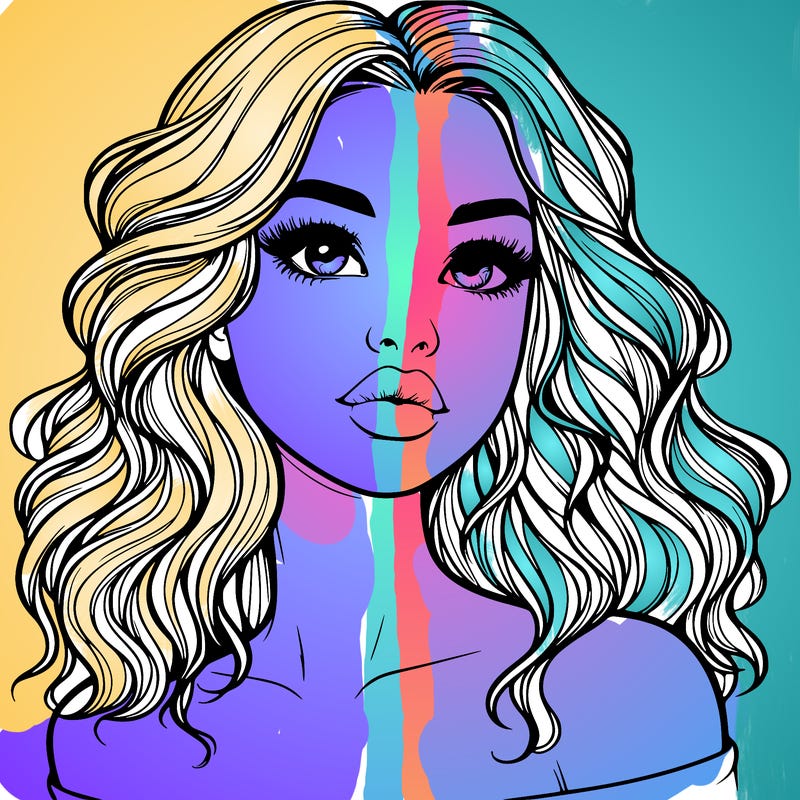 realistic girl with wavy hair and lips