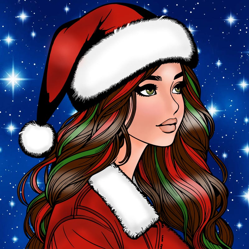 realistic girl in santa hat