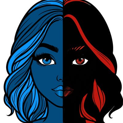 realistic girl split half