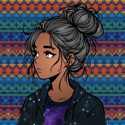 realistic teenage girl with a messy bun