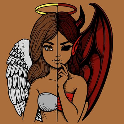 realistic angel half demon