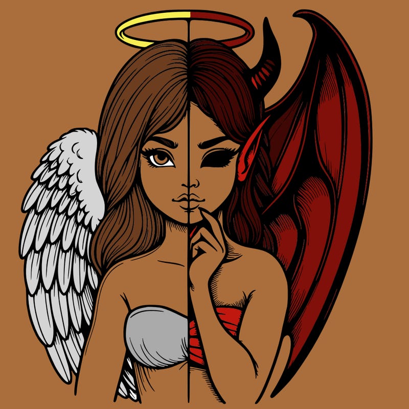 realistic angel half demon