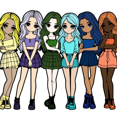 a group of girls realistic