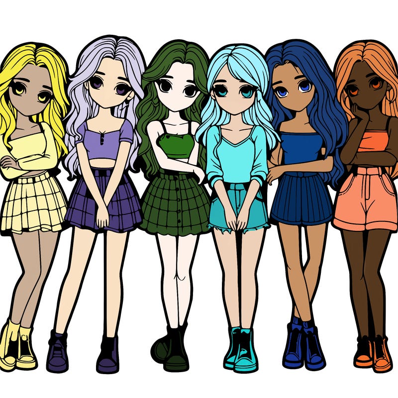 a group of girls realistic