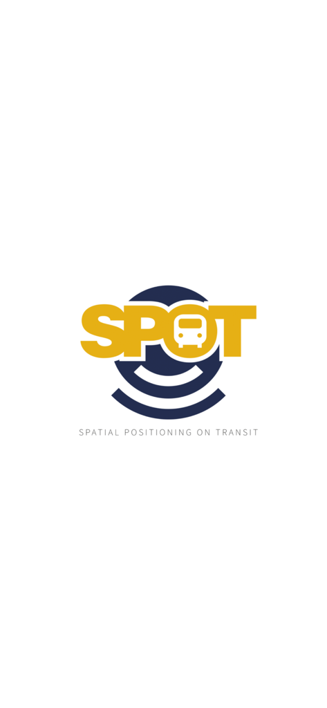 「Spatial Positioning on Transit」というテキストとバスのアイコンが表示されたETA SPOTアプリのロゴ