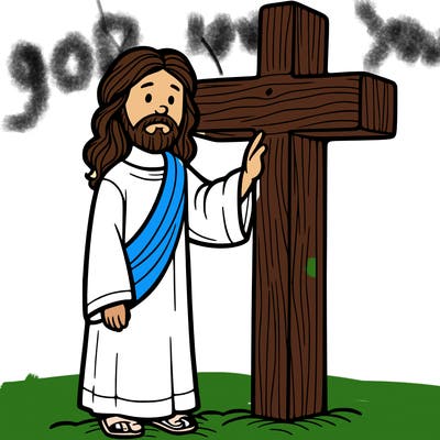 jesus standing beside the cross