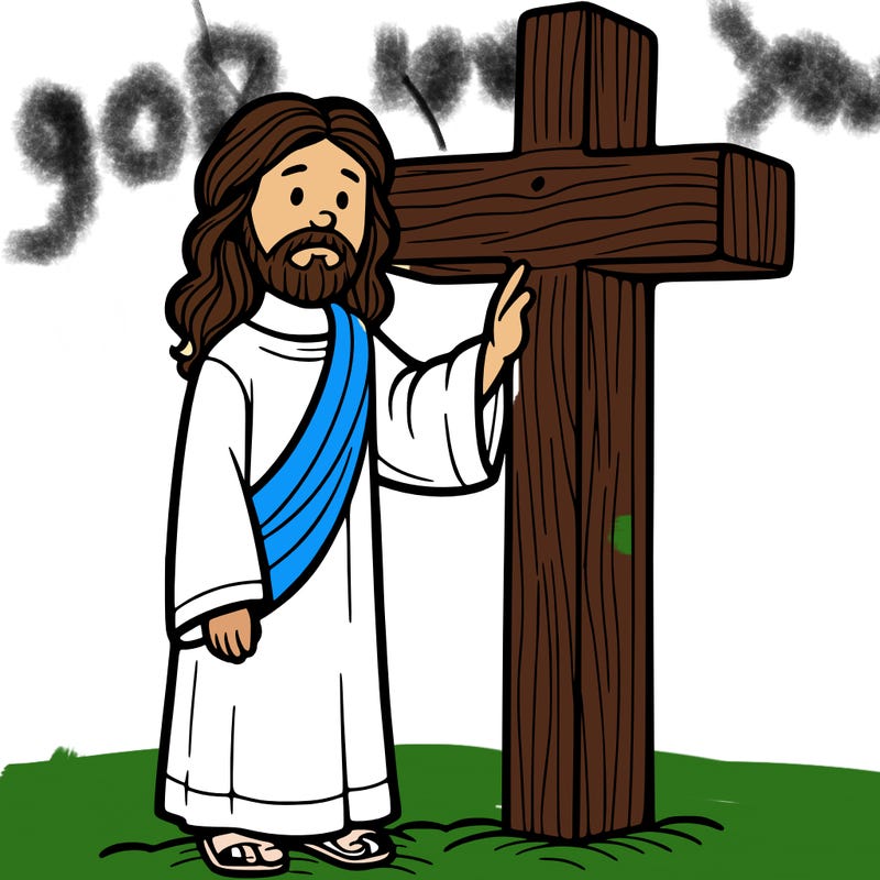 jesus standing beside the cross