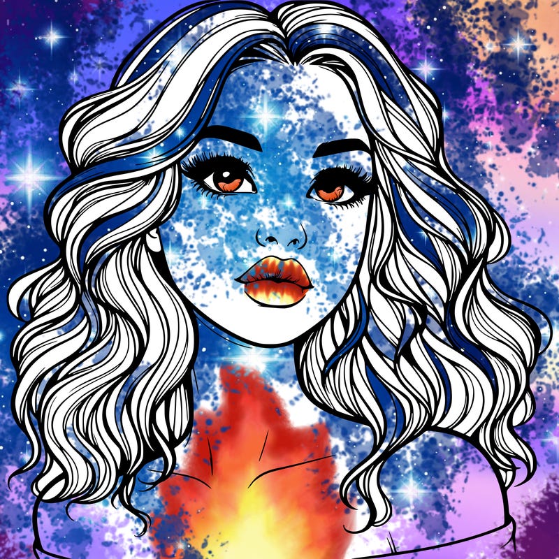 realistic girl with wavy hair and lips