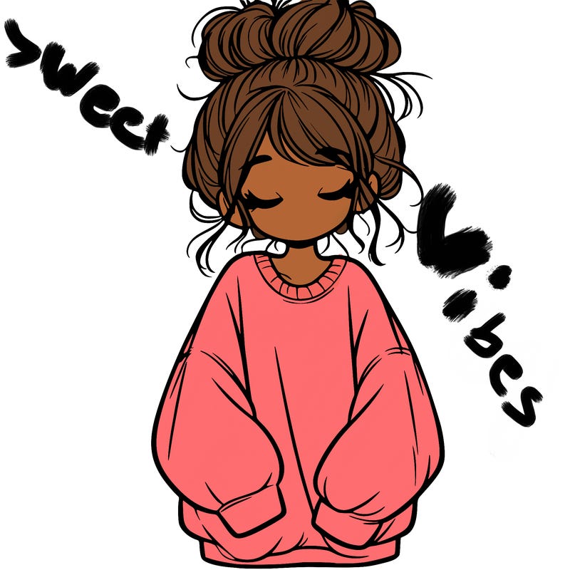 girl with baggy sweatshirt and messy bun