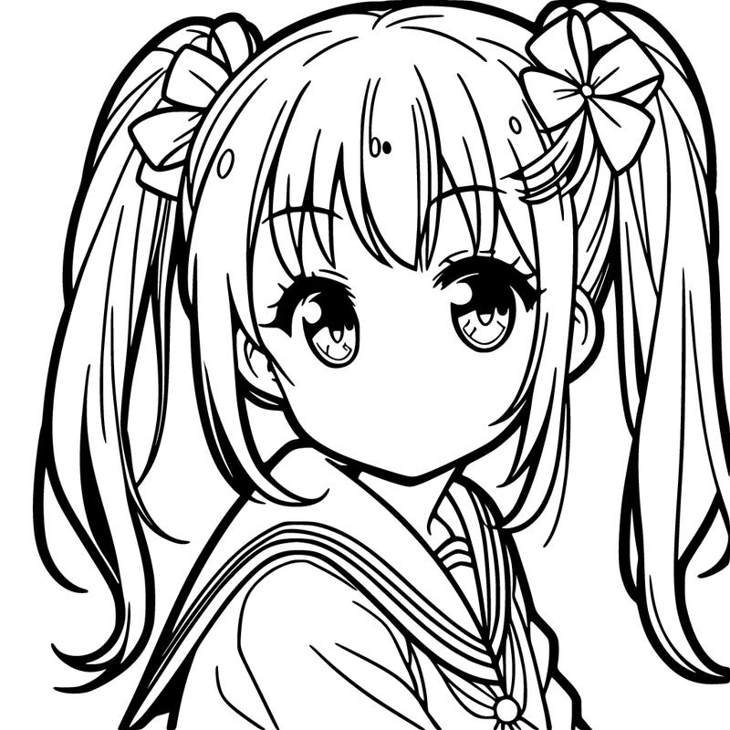 anime girl with pigtails