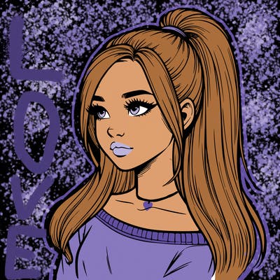 realistic girl with a high ponytail