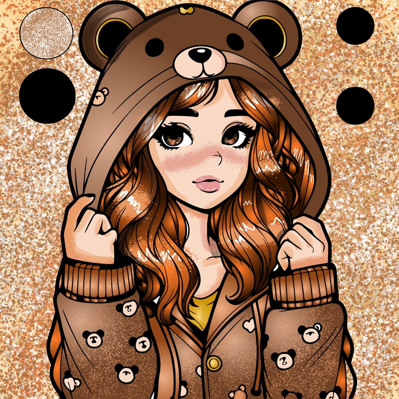 realistic girl in a animal pjs hoodie