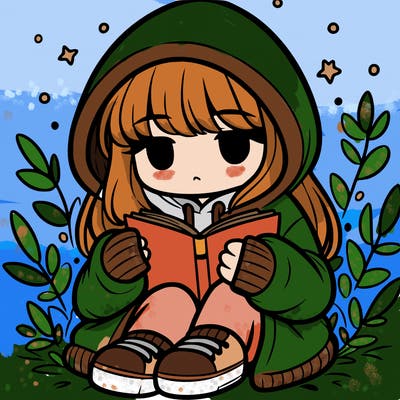 girl in oversized hoodie reading a book