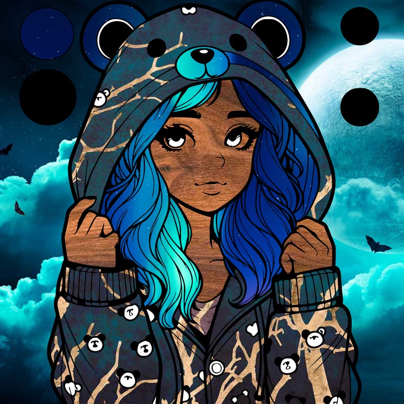 realistic girl in a animal pjs hoodie