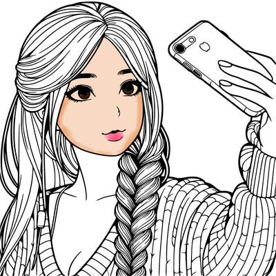 realistic girl, taking a selfie