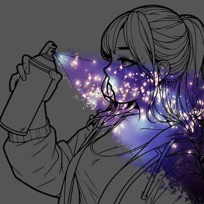 a realistic girl spray, painting