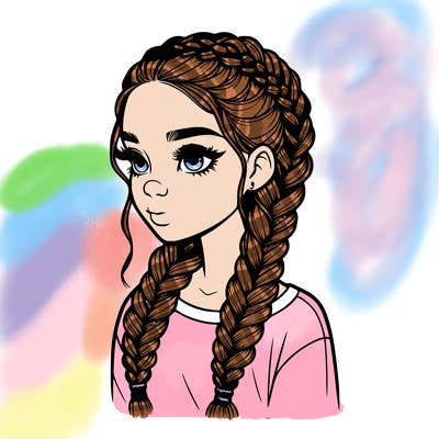 realistic girl with braids