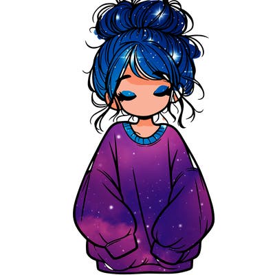 girl with baggy sweatshirt and messy bun