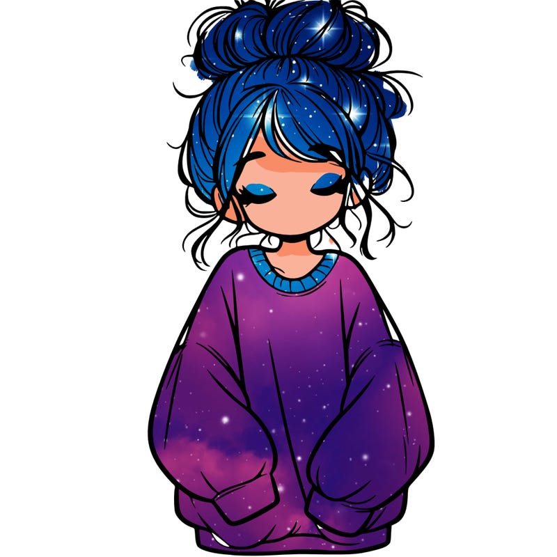 girl with baggy sweatshirt and messy bun