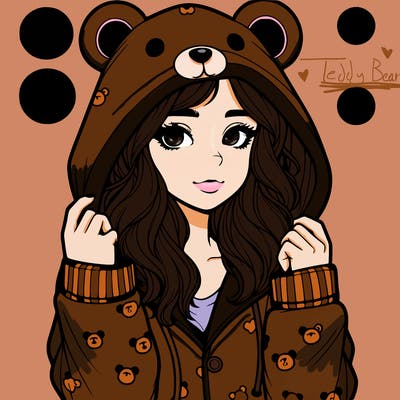 realistic girl in a animal pjs hoodie