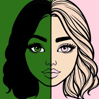 realistic girl split half