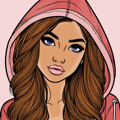 realistic beautiful girl with a hood on