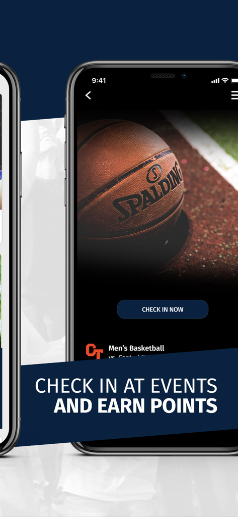 X-Pulse - X-Pulse mobile app screen showing a check in button for a basketball event to earn loyalty points.