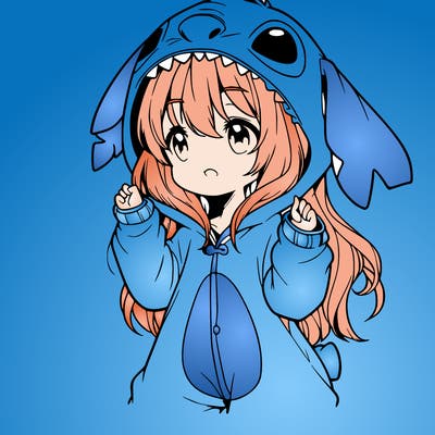 anime girl in a stitch onsie