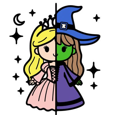 split princess and witch