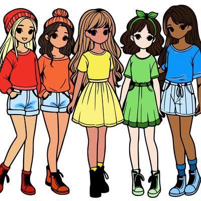 a group of five girls