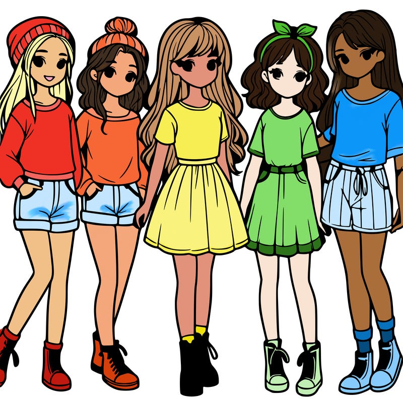 a group of five girls