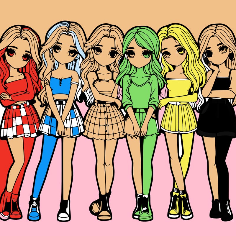 a group of girls realistic